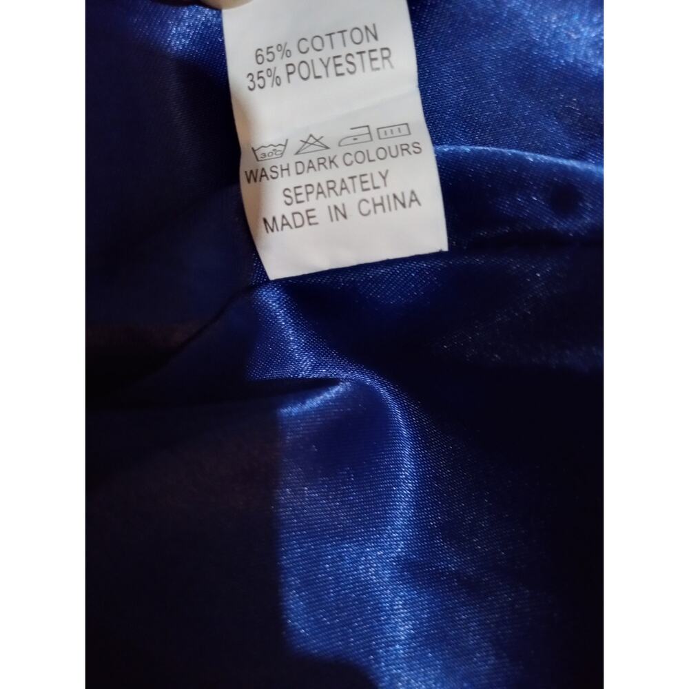 Women's Blue Lace Metallic Gold Embroidered Formal Cocktail Dinner Party Dress - Picture 11 of 13